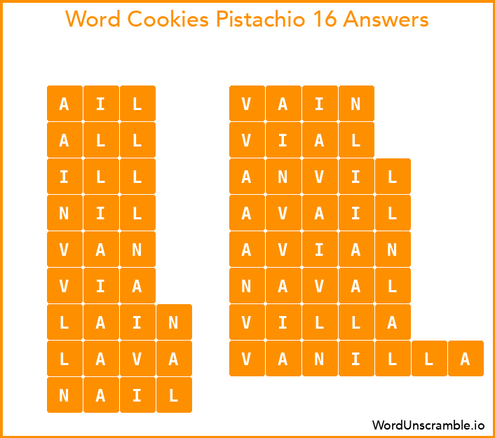 Word Cookies Pistachio 16 Answers