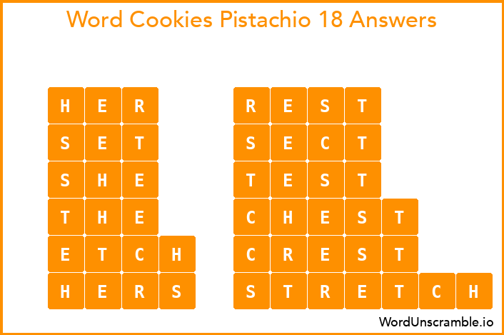 Word Cookies Pistachio 18 Answers