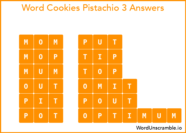 Word Cookies Pistachio 3 Answers