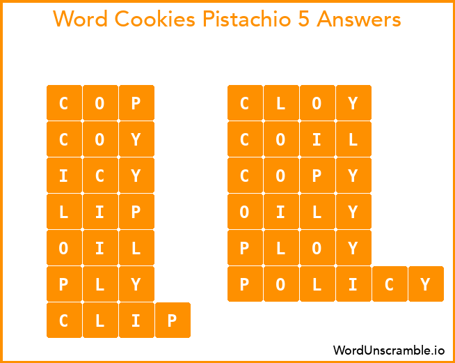 Word Cookies Pistachio 5 Answers