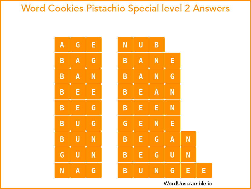 Word Cookies Pistachio Special level 2 Answers