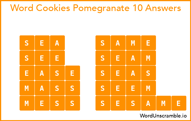 Word Cookies Pomegranate 10 Answers
