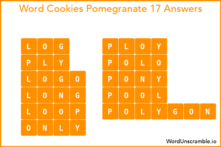 Word Cookies Pomegranate 17 Answers