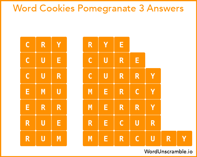 Word Cookies Pomegranate 3 Answers