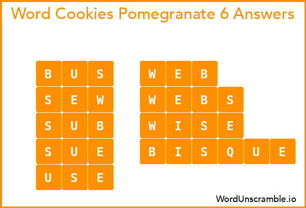 Word Cookies Pomegranate 6 Answers