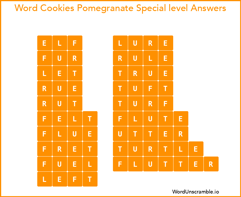 Word Cookies Pomegranate Special level Answers