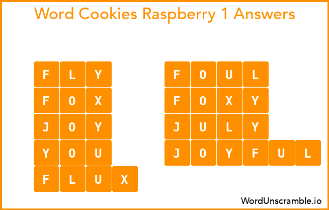 Word Cookies Raspberry 1 Answers