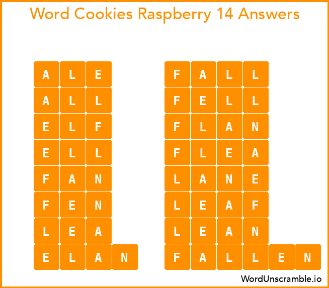 Word Cookies Raspberry 14 Answers