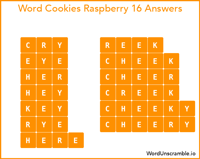 Word Cookies Raspberry 16 Answers