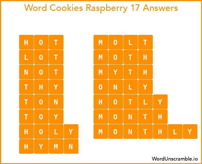 Word Cookies Raspberry 17 Answers
