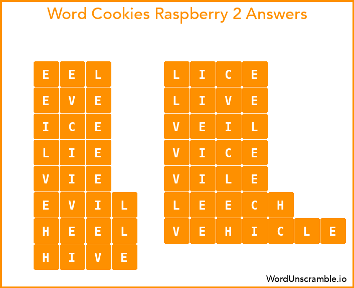 Word Cookies Raspberry 2 Answers