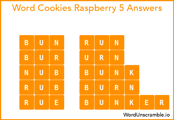 Word Cookies Raspberry 5 Answers