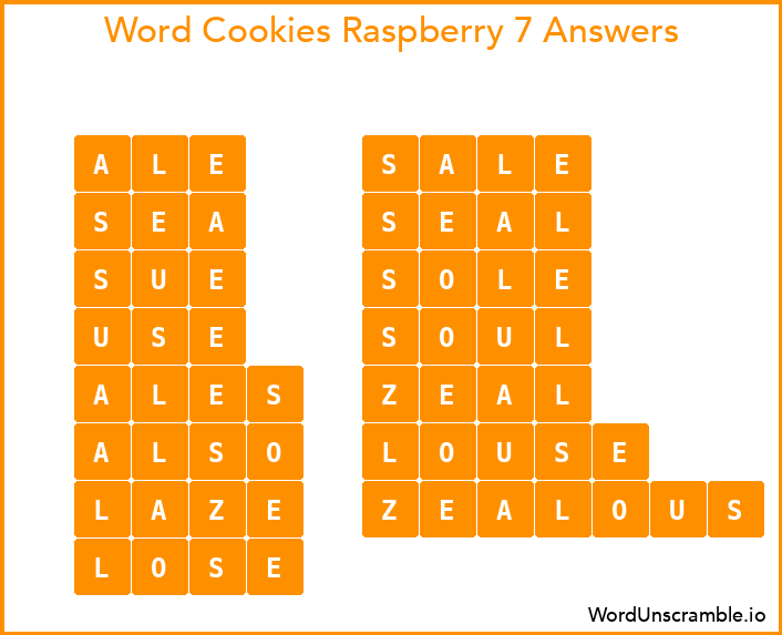 Word Cookies Raspberry 7 Answers