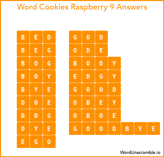Word Cookies Raspberry 9 Answers