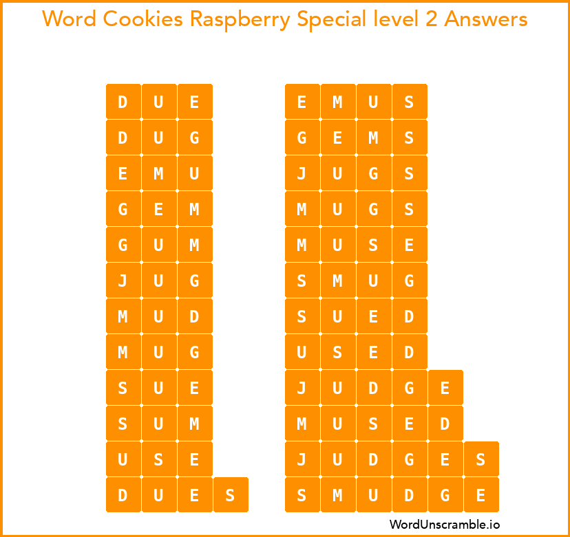 Word Cookies Raspberry Special level 2 Answers