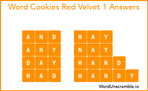 Word Cookies Red Velvet 1 Answers