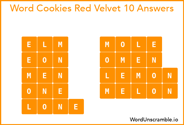 Word Cookies Red Velvet 10 Answers