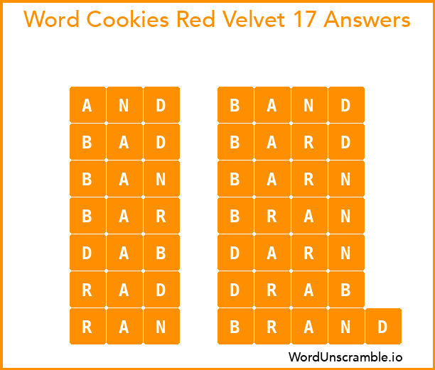 Word Cookies Red Velvet 17 Answers