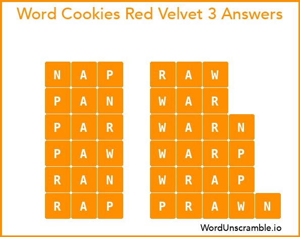 Word Cookies Red Velvet 3 Answers