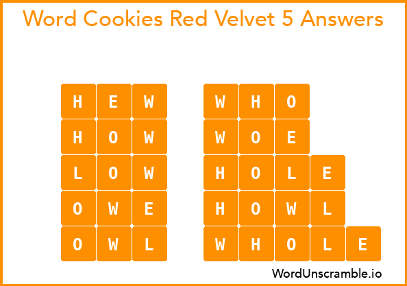 Word Cookies Red Velvet 5 Answers