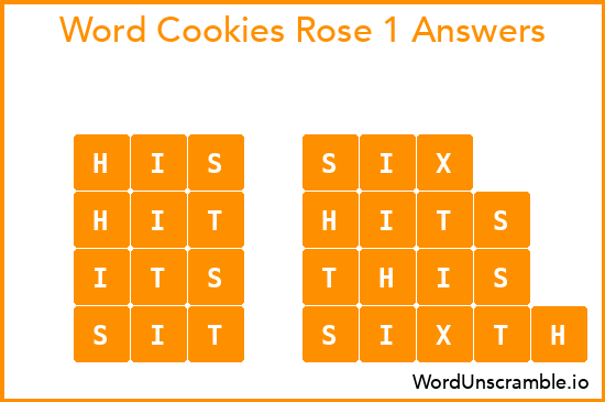 Word Cookies Rose 1 Answers