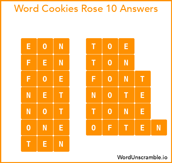 Word Cookies Rose 10 Answers