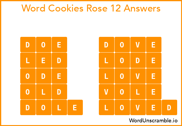 Word Cookies Rose 12 Answers
