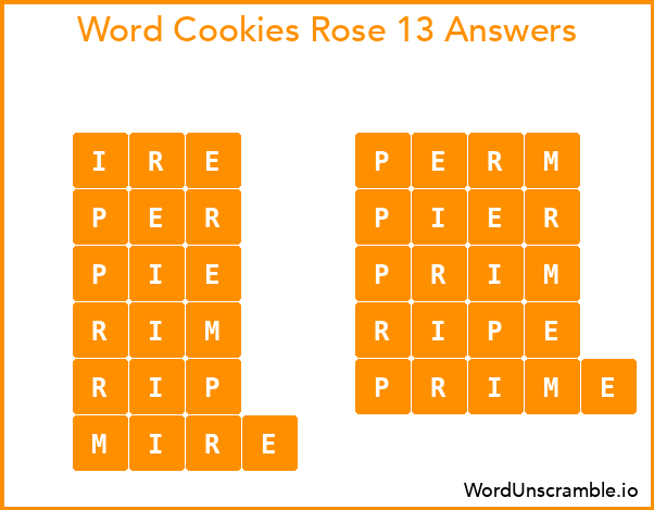 Word Cookies Rose 13 Answers
