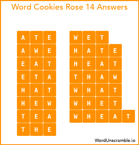 Word Cookies Rose 14 Answers
