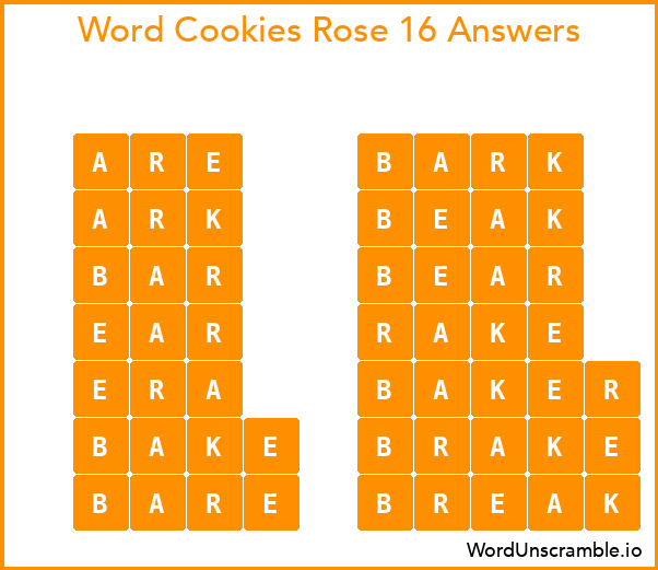 Word Cookies Rose 16 Answers