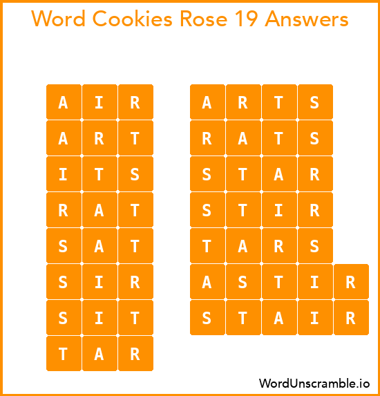 Word Cookies Rose 19 Answers