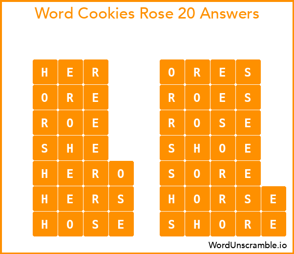 Word Cookies Rose 20 Answers
