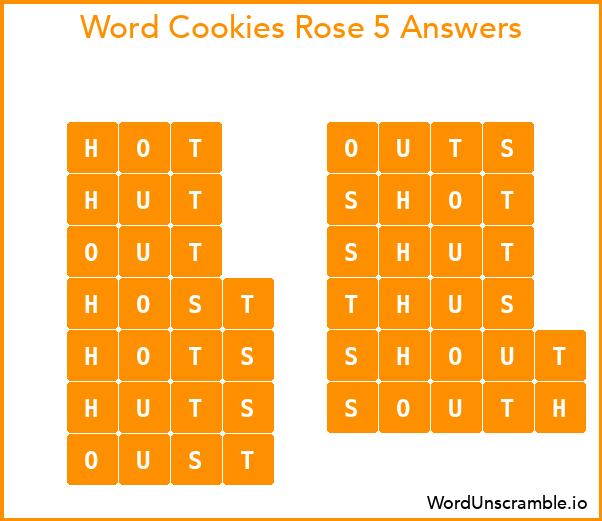 Word Cookies Rose 5 Answers