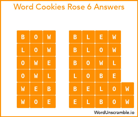 Word Cookies Rose 6 Answers