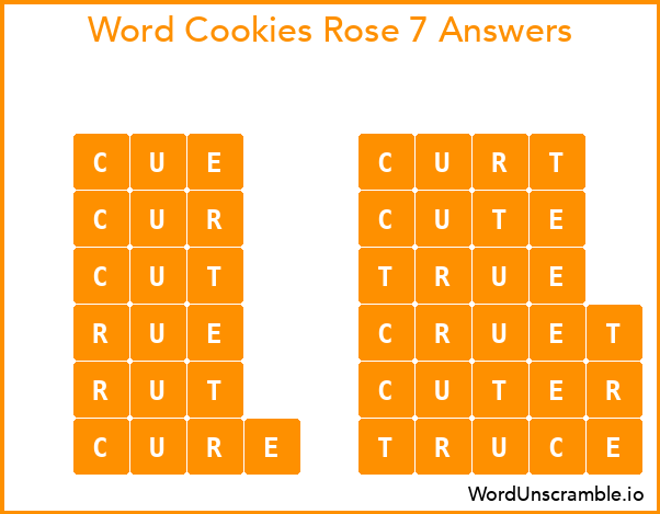 Word Cookies Rose 7 Answers