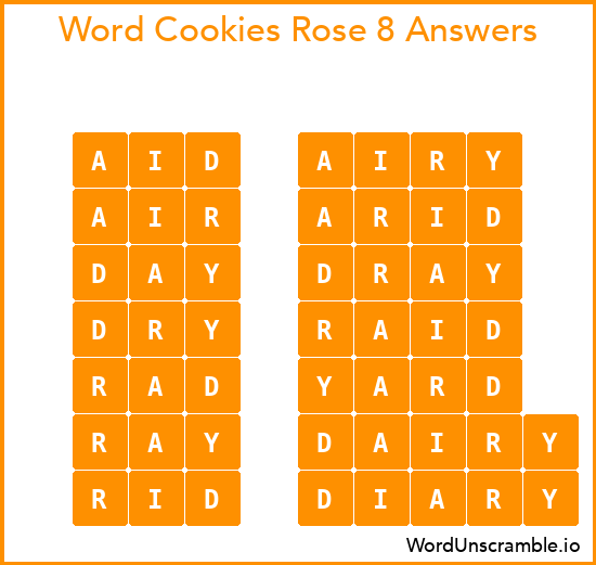 Word Cookies Rose 8 Answers