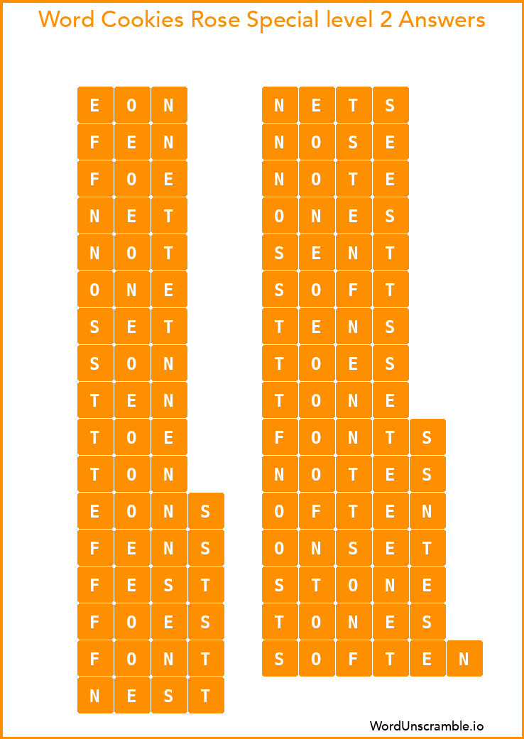 Word Cookies Rose Special level 2 Answers