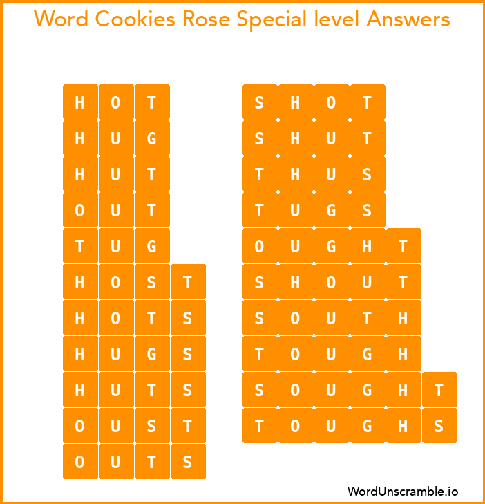Word Cookies Rose Special level Answers