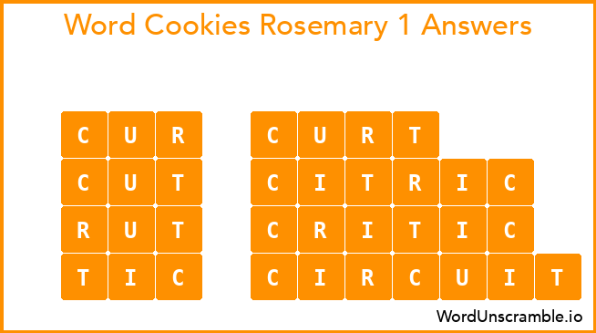 Word Cookies Rosemary 1 Answers
