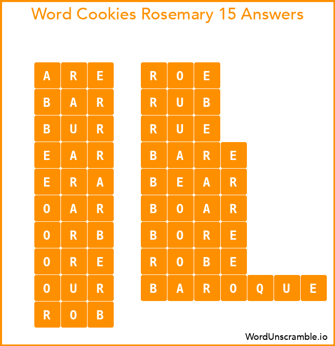 Word Cookies Rosemary 15 Answers