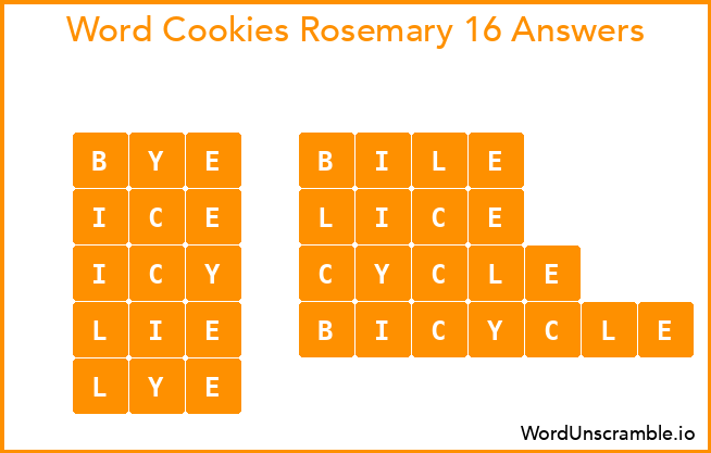 Word Cookies Rosemary 16 Answers