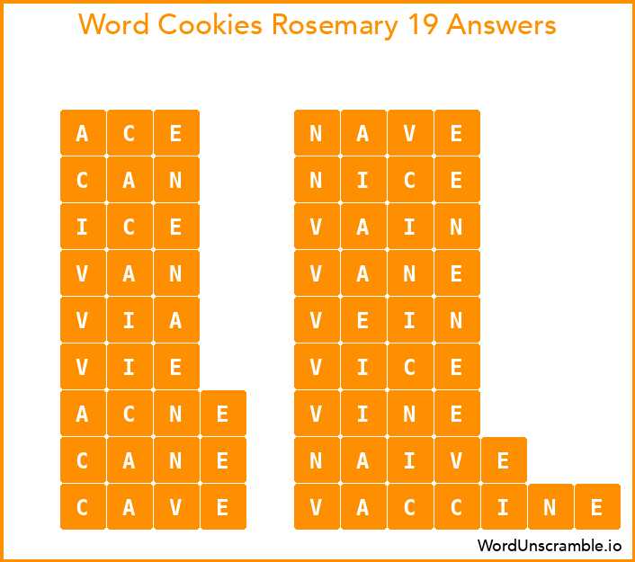 Word Cookies Rosemary 19 Answers