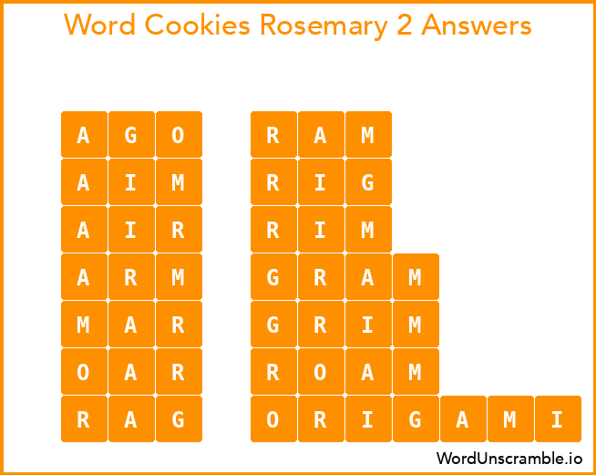 Word Cookies Rosemary 2 Answers