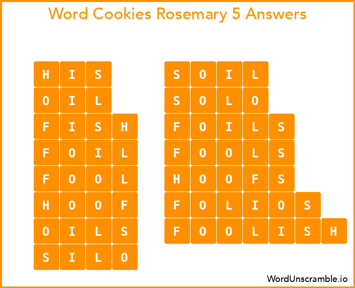 Word Cookies Rosemary 5 Answers