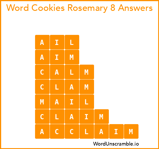 Word Cookies Rosemary 8 Answers