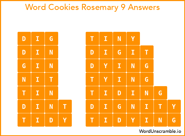 Word Cookies Rosemary 9 Answers
