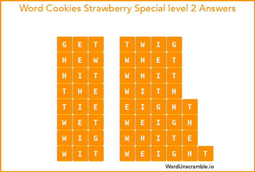 Word Cookies Strawberry Special level 2 Answers