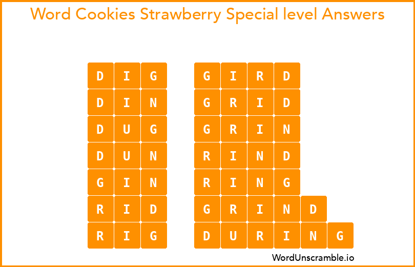 Word Cookies Strawberry Special level Answers