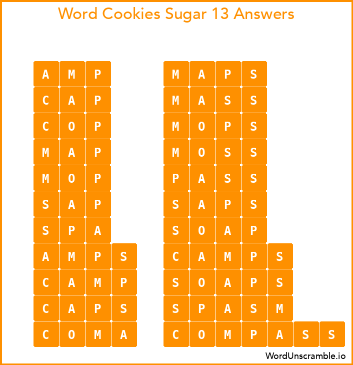 Word Cookies Sugar 13 Answers
