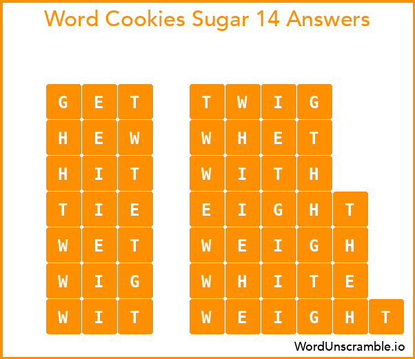 Word Cookies Sugar 14 Answers